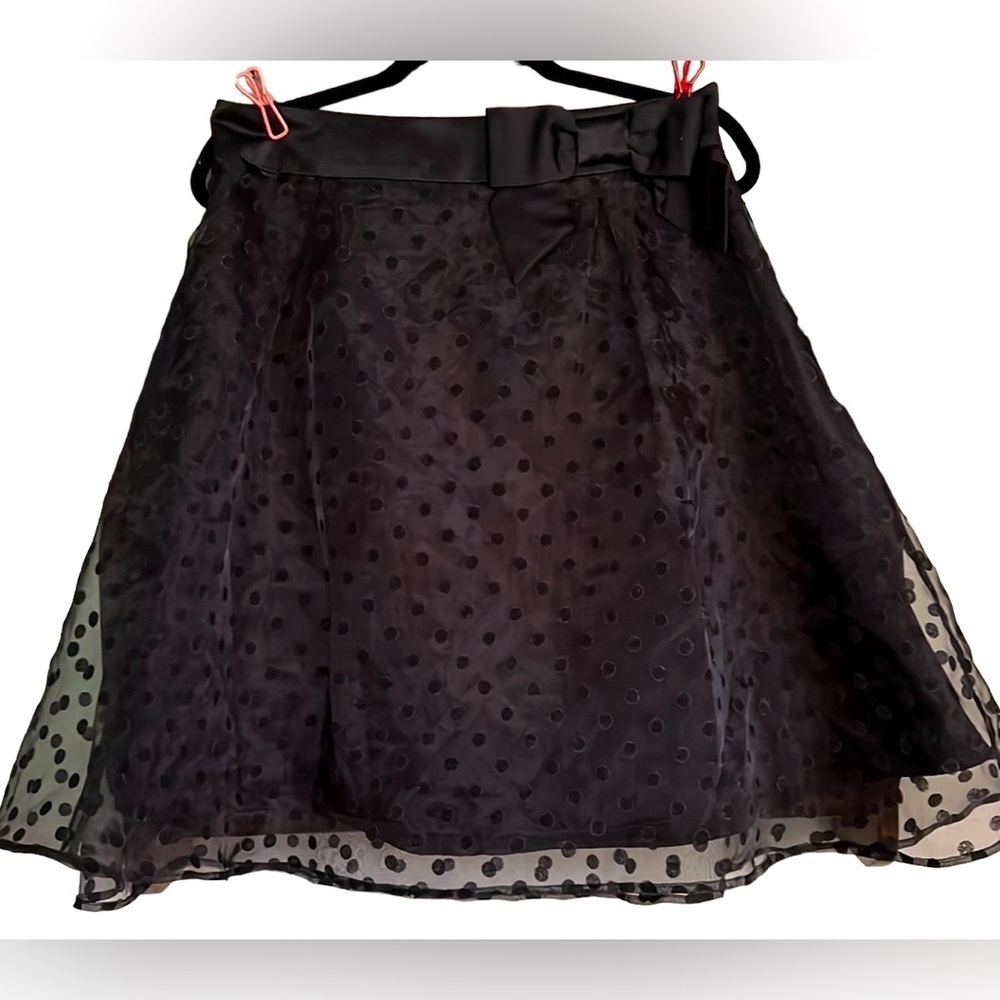 ELLE Black Polka Dot Tulle Bow Tie Full Skirt, Size 10, GUC.